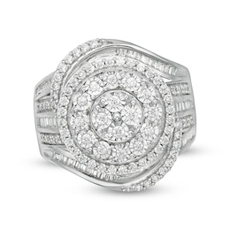 Previously Owned - 1 CT. T.W. Composite Diamond Swirl Frame Ring in Sterling Silver