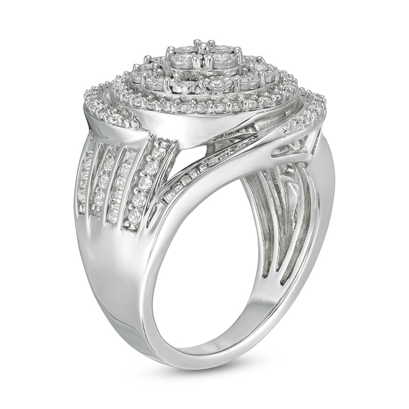 Main Image 3 of Previously Owned - 1 CT. T.W. Composite Diamond Swirl Frame Ring in Sterling Silver