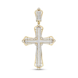 Previously Owned - 1/2 CT. T.W. Diamond Layered Gothic-Style Cross Necklace Charm in 10K Gold