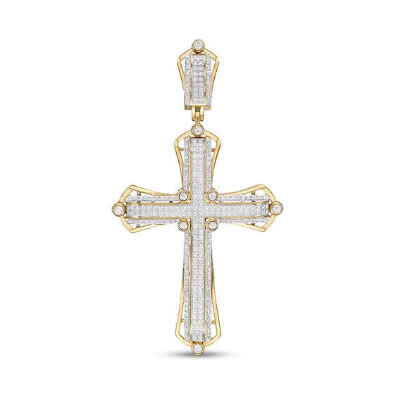 Previously Owned - 1/2 CT. T.w. Diamond Layered Gothic-Style Cross Necklace Charm in 10K Gold