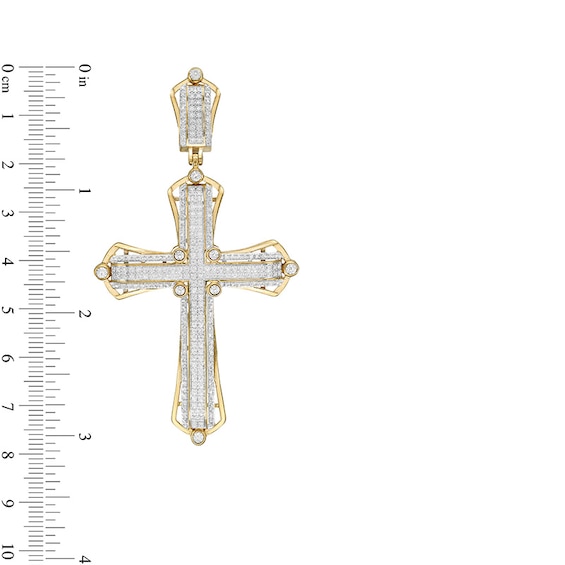 Previously Owned - 1/2 CT. T.w. Diamond Layered Gothic-Style Cross Necklace Charm in 10K Gold