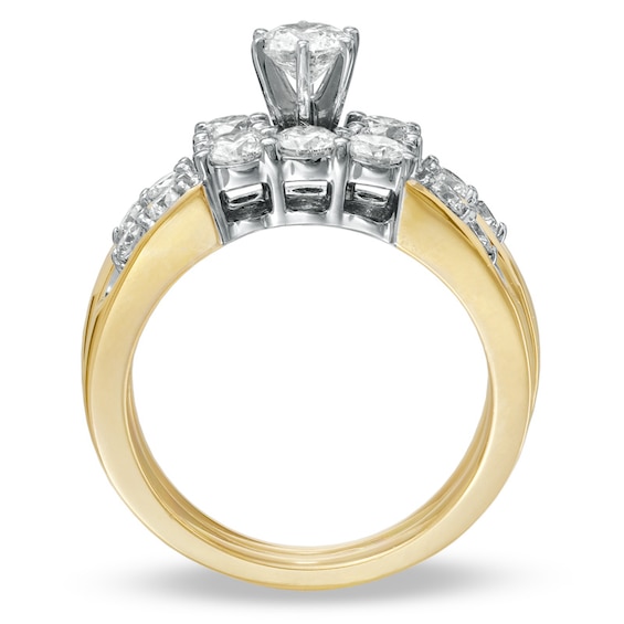 Previously Owned - 1-1/2 CT. T.w. Diamond Three Stone Bridal Set in 14K Gold