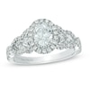 Thumbnail Image 1 of Previously Owned - Vera Wang Love Collection 1 CT. T.W. Oval Diamond Frame Engagement Ring in 14K White Gold