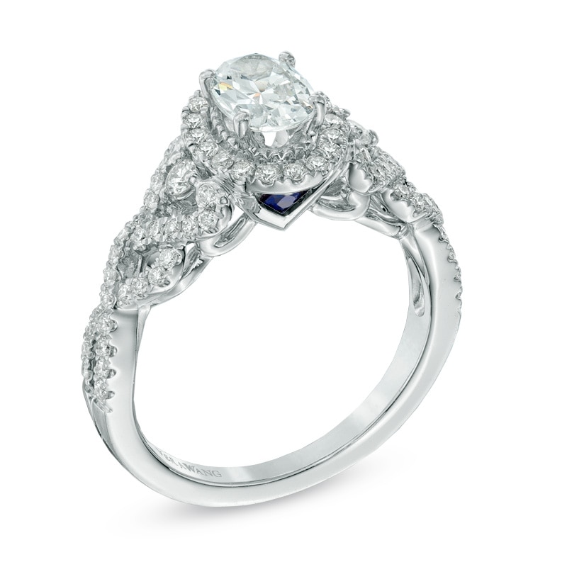 Main Image 2 of Previously Owned - Vera Wang Love Collection 1 CT. T.W. Oval Diamond Frame Engagement Ring in 14K White Gold