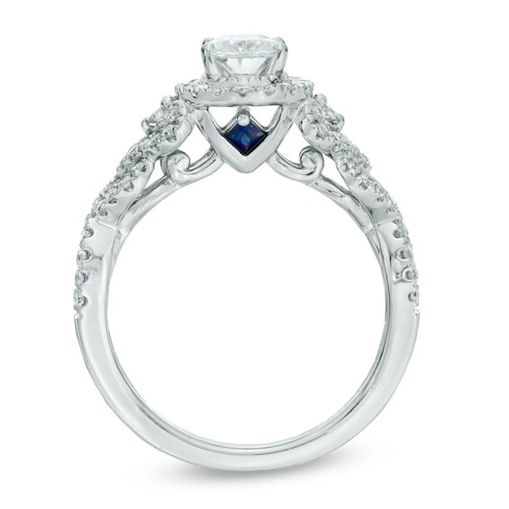 Previously Owned - Vera Wang Love Collection 1 CT. T.w. Oval Diamond Frame Engagement Ring in 14K White Gold