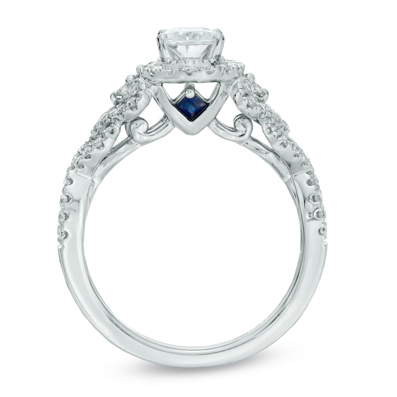 Main Image 3 of Previously Owned - Vera Wang Love Collection 1 CT. T.W. Oval Diamond Frame Engagement Ring in 14K White Gold