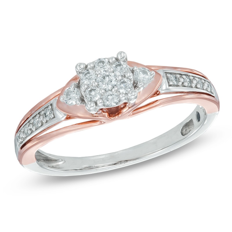 Main Image 1 of Previously Owned - 1/5 CT. T.W. Multi-Diamond Promise Ring in 10K Two-Tone Gold