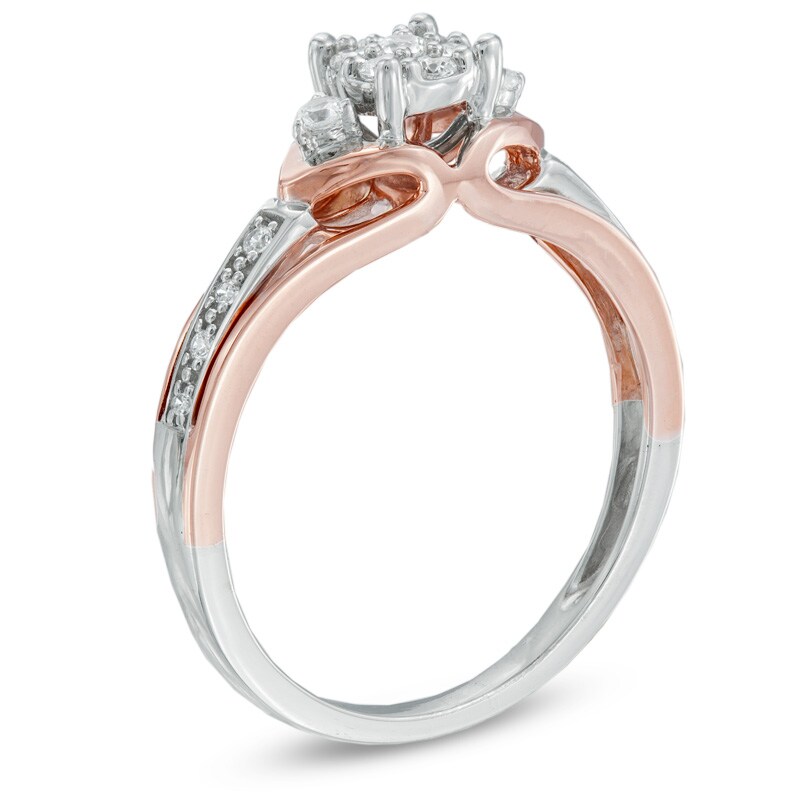 Main Image 2 of Previously Owned - 1/5 CT. T.W. Multi-Diamond Promise Ring in 10K Two-Tone Gold