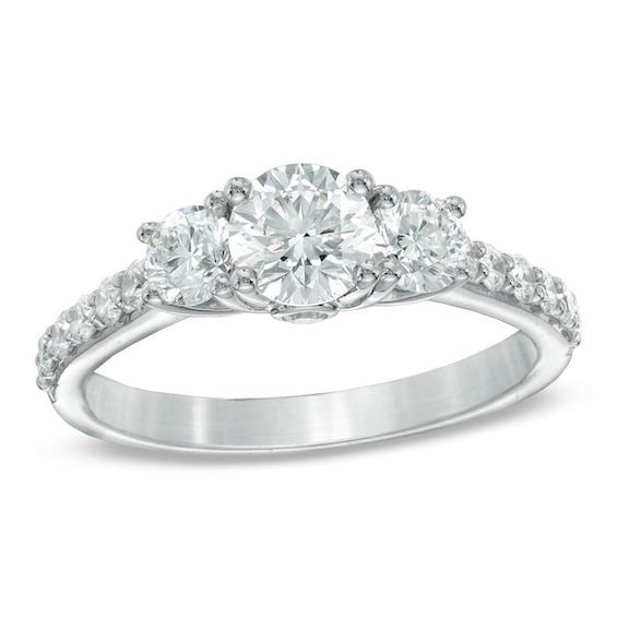 Previously Owned - Celebration Lux® 1-1/2 CT. T.w. Diamond Three Stone Ring in 18K White Gold (I/Si2)