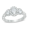 Thumbnail Image 1 of Previously Owned - Celebration Ideal 1 CT. T.W. Oval Diamond Three Stone Engagement Ring in 14K White Gold (I/I1)