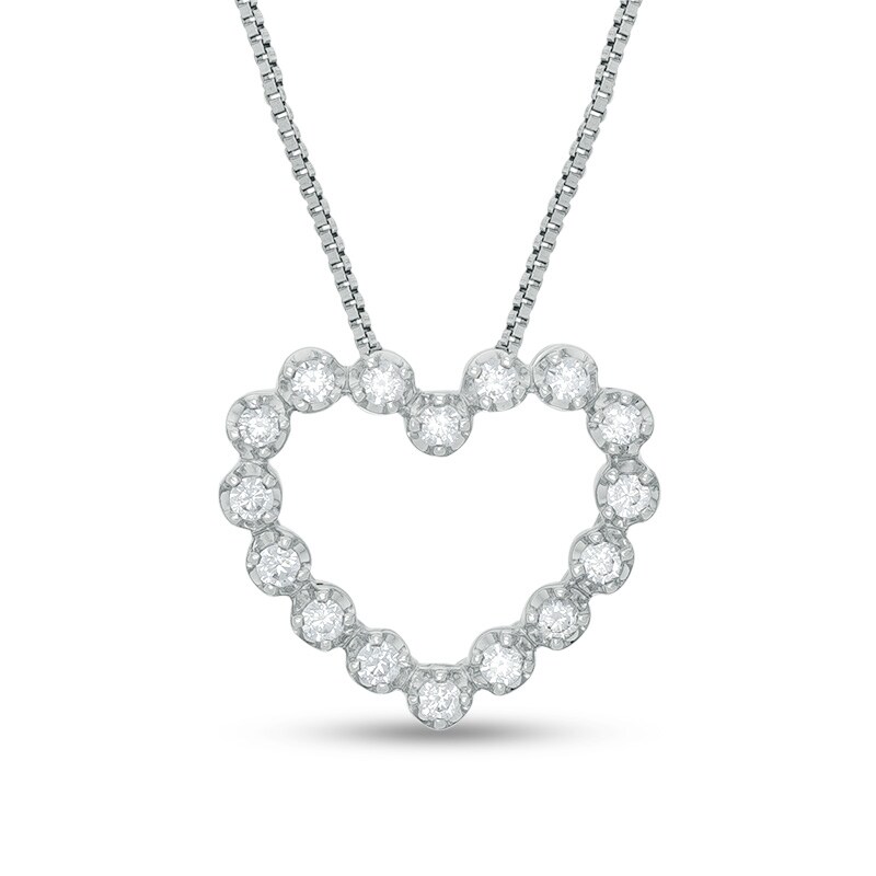 Main Image 1 of Previously Owned - 1/4 CT. T.W. Diamond Bubbly Heart Pendant in 10K White Gold