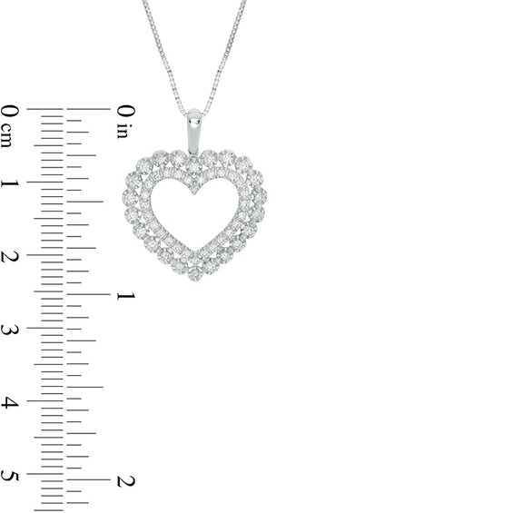 Previously Owned - 1/2 CT. T.w. Diamond Scallop Heart Pendant in 10K White Gold
