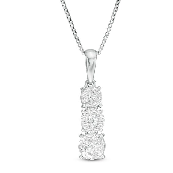 Previously Owned - 1/4 CT. T.w. Diamond Graduated Three Stone Pendant in 10K White Gold