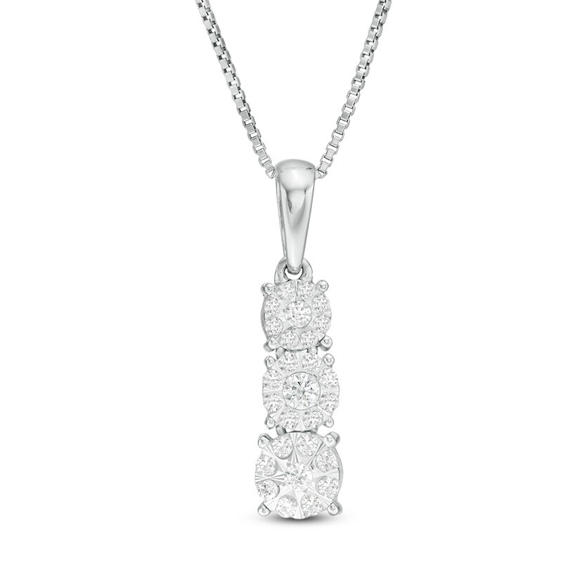 Main Image 1 of Previously Owned - 1/4 CT. T.W. Diamond Graduated Three Stone Pendant in 10K White Gold