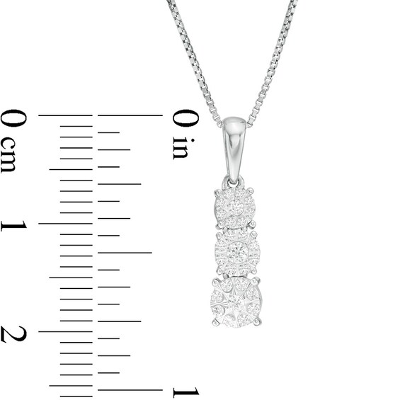 Previously Owned - 1/4 CT. T.w. Diamond Graduated Three Stone Pendant in 10K White Gold