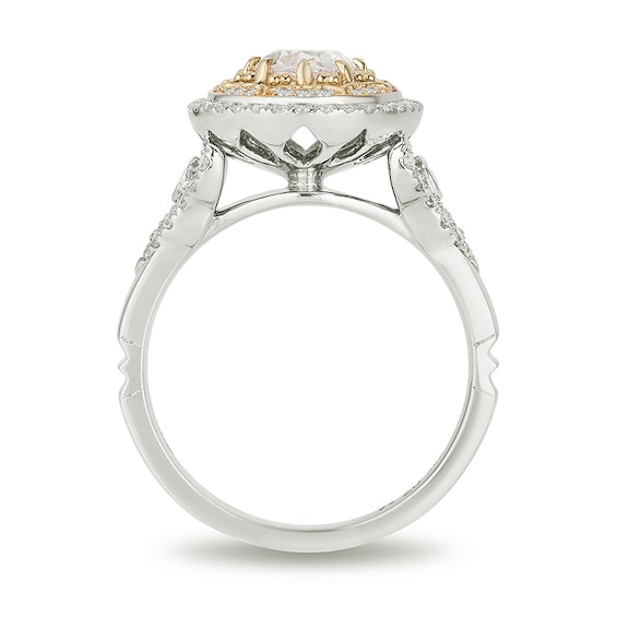 Previously Owned - Enchanted Disney Aladdin 1-1/2 CT. T.w. Oval Diamond Double Frame Engagement Ring in 14K Two-Tone Gold
