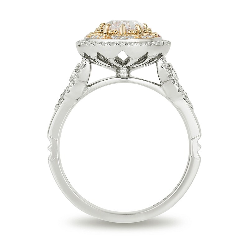 Main Image 3 of Previously Owned - Enchanted Disney Aladdin 1-1/2 CT. T.W. Oval Diamond Double Frame Engagement Ring in 14K Two-Tone Gold