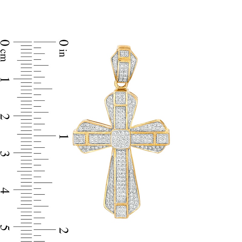 Main Image 2 of Previously Owned - 5/8 CT. T.W. Diamond Gothic-Style Cross Charm in 10K Gold