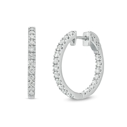 Previously Owned - 1-1/2 CT. T.W. Diamond Inside-Out Hoop Earrings in 10K White Gold