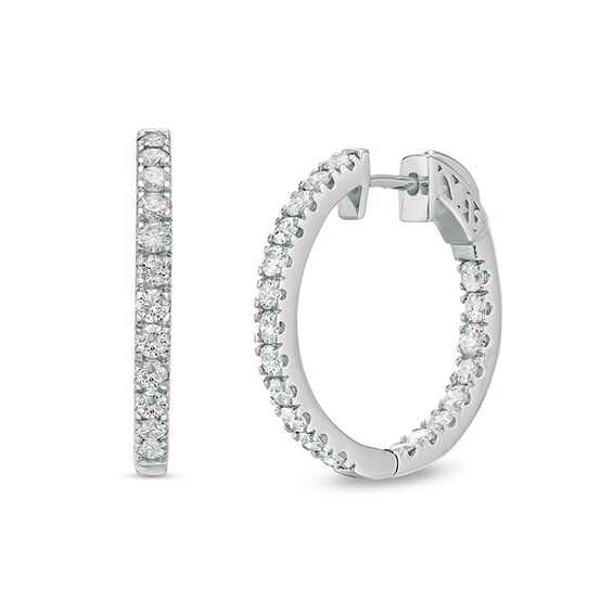 Previously Owned - 1-1/2 CT. T.w. Diamond Inside-Out Hoop Earrings in 10K White Gold