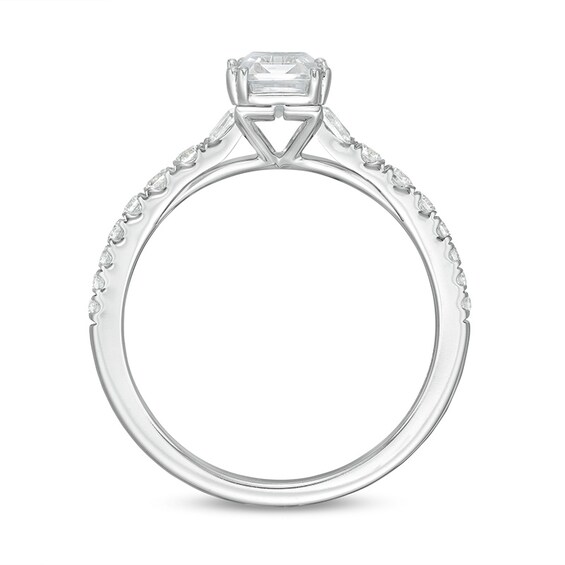 Previously Owned - Zales Private Collection 1-1/3 CT. T.w. Colourless Emerald Diamond Engagement Ring in 14K White Gold