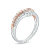Thumbnail Image 2 of Previously Owned - 1/2 CT. T.W. Princess-Cut and Round Diamond Double Chevron Anniversary Band in 14K Two-Tone Gold