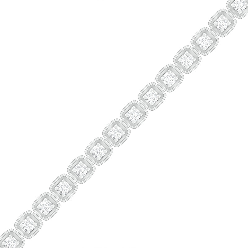 Main Image 1 of Previously Owned - 1 CT. T.W. Diamond Squares Tennis-Style Bracelet in 10K White Gold