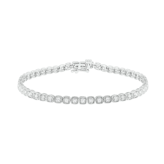 Previously Owned - 1 CT. T.w. Diamond Squares Tennis-Style Bracelet in 10K White Gold