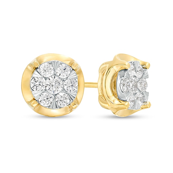 Previously Owned - 1/4 CT. T.w. Multi-Diamond Stud Earrings in 10K Two-Tone Gold