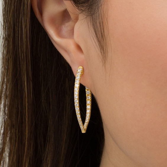 Previously Owned - 2 CT. T.w. Diamond Inside-Out Hoop Earrings in 10K Gold