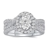 Thumbnail Image 1 of Previously Owned - 1-1/5 CT. T.W. Composite Oval Diamond Frame Three Piece Bridal Set in 14K White Gold