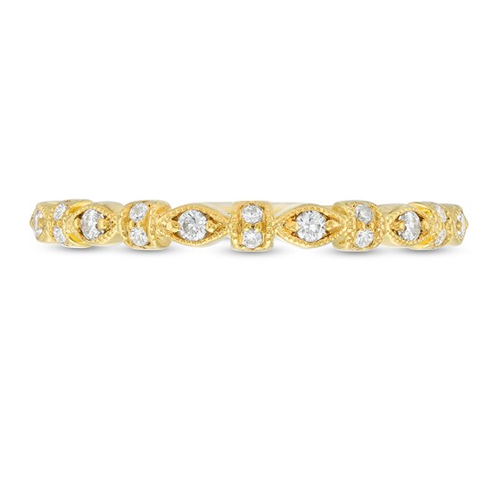 Previously Owned - 1/8 CT. T.w. Diamond Alternating Shapes Vintage-Style Stackable Band in 10K Gold
