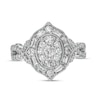 Thumbnail Image 4 of Previously Owned - Marilyn Monroe™ Collection 1 CT. T.W. Oval Multi-Diamond Frame Twist Shank Ring in 14K White Gold