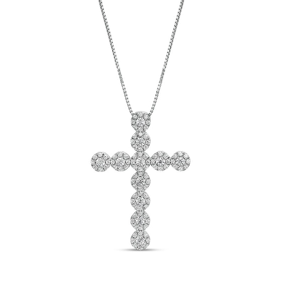 Previously Owned - 1 CT. T.w. Diamond Cross Pendant in 10K White Gold