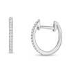 Thumbnail Image 1 of Previously Owned - 1/10 CT. T.W. Diamond Huggie Hoop Earrings in 10K White Gold