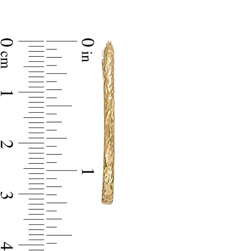 Main Image 3 of Previously Owned - 30.0mm Diamond-Cut Inside-Out Tube Oval Hoop Earrings in Hollow 10K Gold