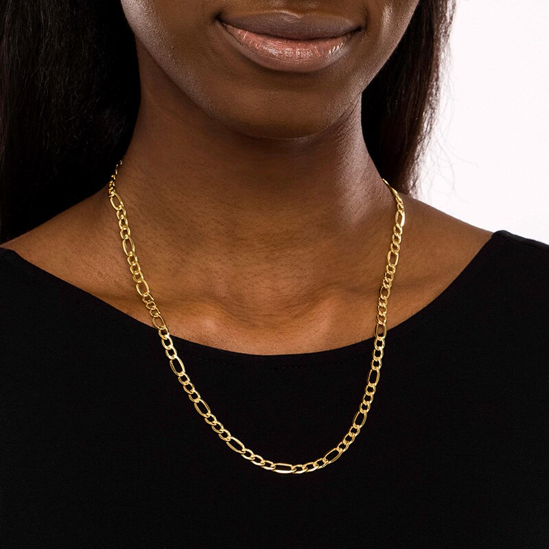 Main Image 2 of Previously Owned - Men's 5.8mm Figaro Chain Necklace in Hollow 14K Gold - 22"