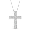 Thumbnail Image 1 of Previously Owned - 1 CT. T.W. Baguette and Round Diamond Triple Row Cross Pendant in 10K White Gold