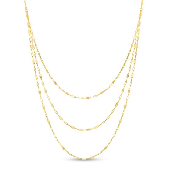 Previously Owned - Triple Strand Cheval Chain Necklace in 10K Gold