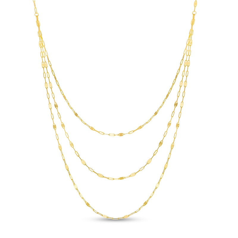 Main Image 1 of Previously Owned - Triple Strand Cheval Chain Necklace in 10K Gold
