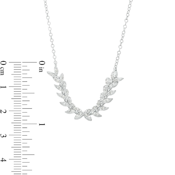 Previously Owned - 1/3 CT. T.w. Diamond Curved Leaf Necklace in 10K White Gold