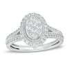 Thumbnail Image 1 of Previously Owned - 1/2 CT. T.W. Oval Multi-Diamond Frame Split Shank Engagement Ring in 10K White Gold