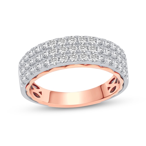 Previously Owned - 1 CT. T.w. Diamond Triple Row Anniversary Band in 14K Two-Tone Gold