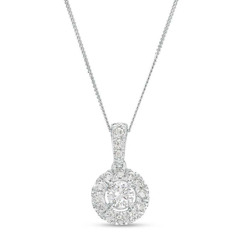 Main Image 1 of Previously Owned - 1 CT. T.W. Diamond Frame Drop Pendant in 10K White Gold