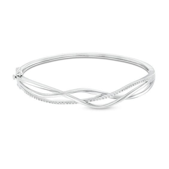 Previously Owned - 1/5 CT. T.w. Diamond Intertwined Bangle in Sterling Silver