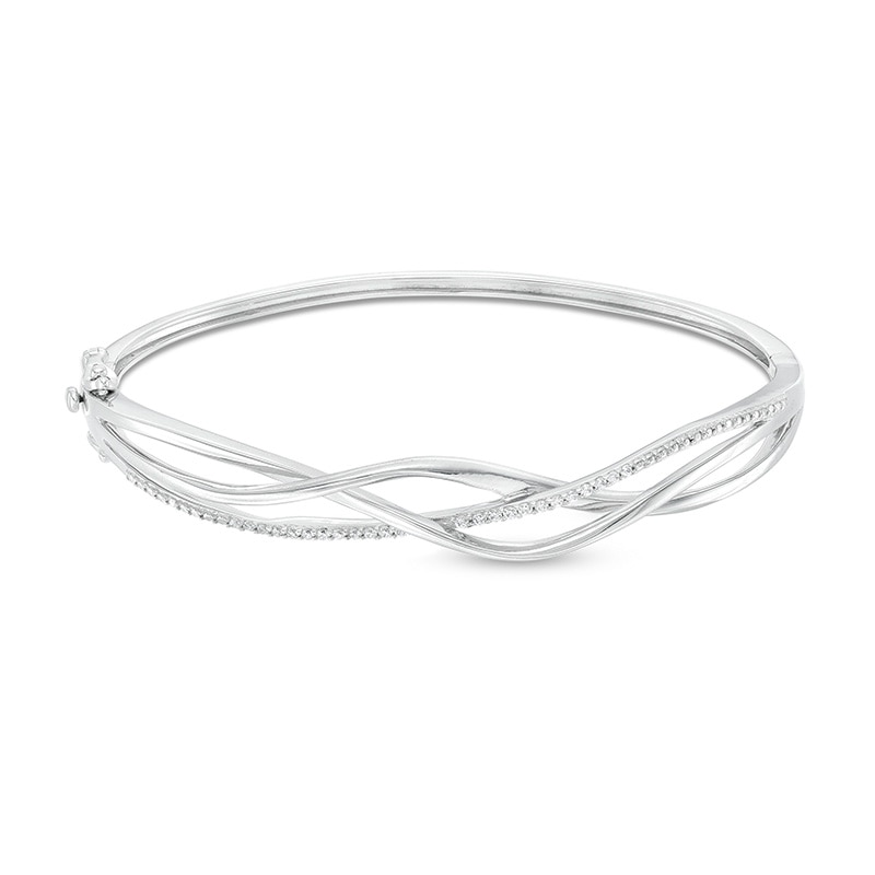 Main Image 1 of Previously Owned - 1/5 CT. T.W. Diamond Intertwined Bangle in Sterling Silver