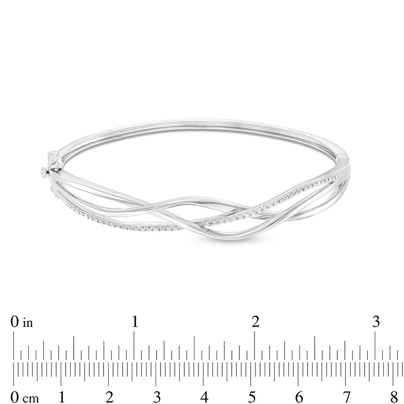 Main Image 3 of Previously Owned - 1/5 CT. T.W. Diamond Intertwined Bangle in Sterling Silver