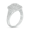 Thumbnail Image 3 of Previously Owned - 1 CT. T.W. Diamond Triple Cushion-Shaped Double Frame Ring in 10K White Gold