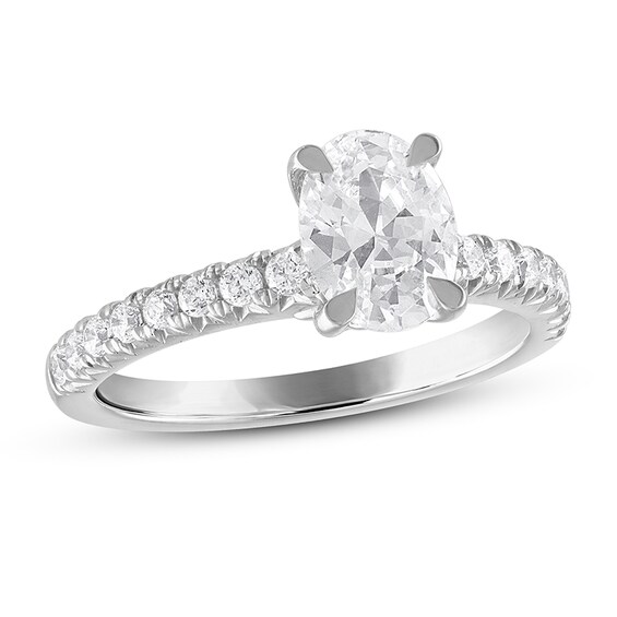 Previously Owned - Royal Asscher® 1-1/3 CT. T.w. Oval Diamond Engagement Ring in 14K White Gold