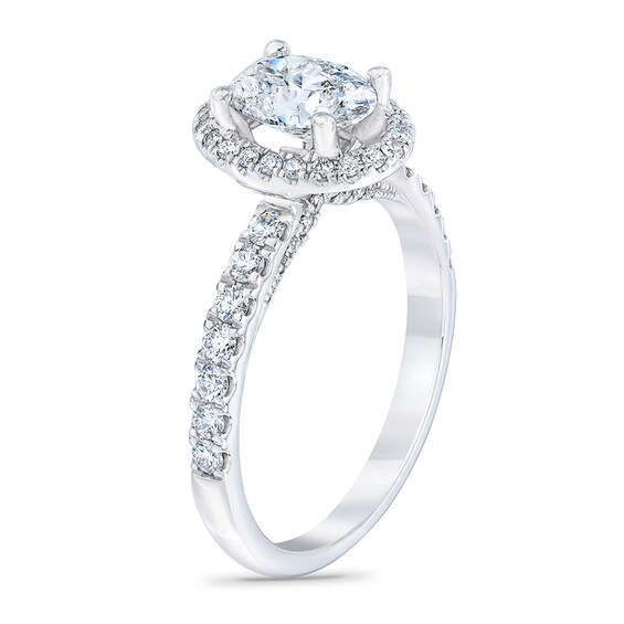 Previously Owned - Royal AsscherÂ® 1-1/2 CT. T.w. Oval Diamond Frame Engagement Ring in 14K White Gold
